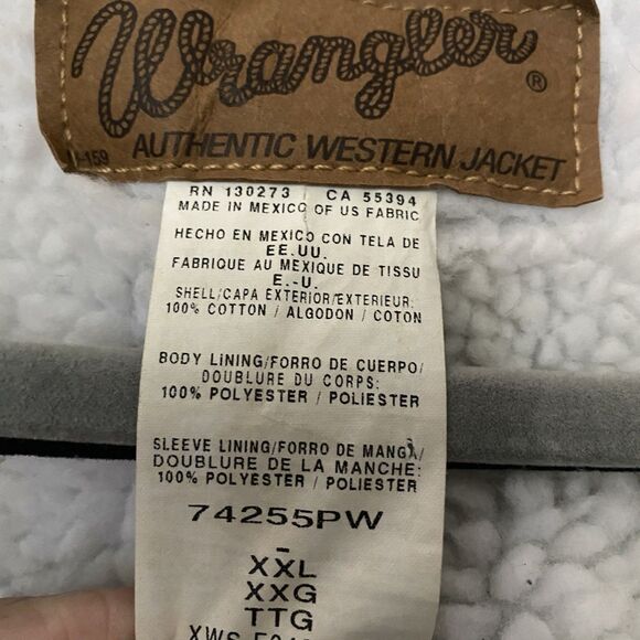 Vintage Men’s Wrangler Sherpa Denim Jacket Large Trucker Cowboy - Picture 5 of 9